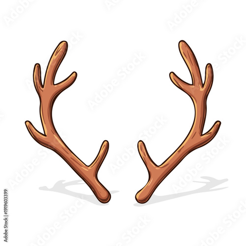 Minimalist 2D vector icon representation of a Christmas Reindeer Antlers, displayed on a pure white background