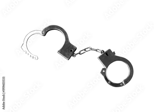 Fotografía Metal Handcuffs Isolated on Transparent Background
