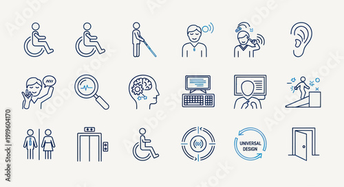 Accessibility Icons: Disability, Inclusion, Universal Design & Assistive Technology