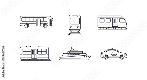 Vector Icons: Public Transport and Vehicles Collection