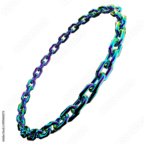 Oval loop shape composed of 3D metallic Chains IRIDESCENT