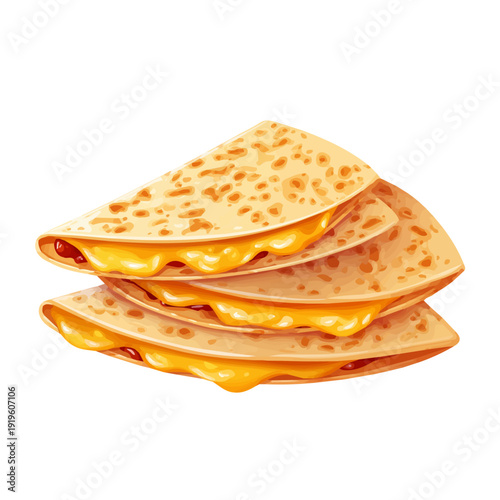 Simple flat 2D vector graphic of a Quesadilla in modern icon style, isolated on a white canvas