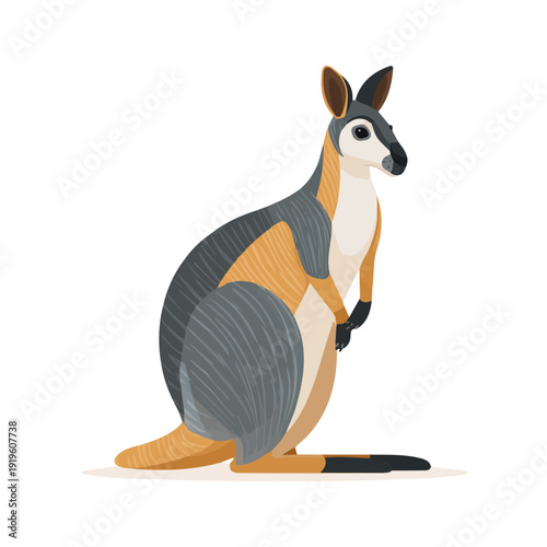 2D flat vector graphic of a Wallaby in icon style, isolated on white background
