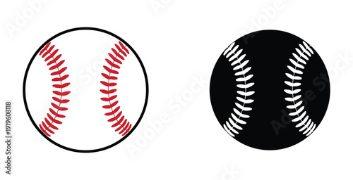 Set of baseball ball vector illustration, Minimal flat design isolated on white background
