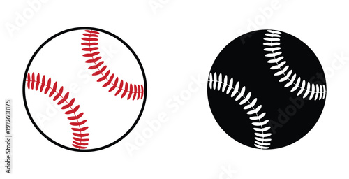 Set of baseball ball vector illustration, Minimal flat design isolated on white background
