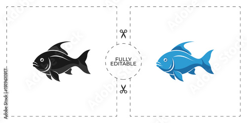 Blue Fish Shadow Matching Game Educational Vector