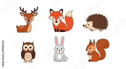 Cartoon forest animals collection
