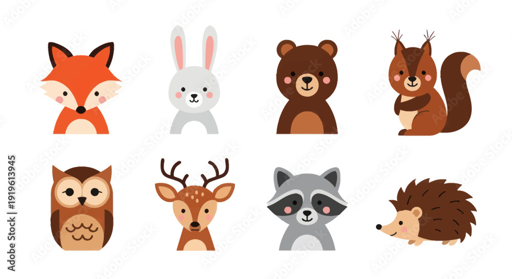 Obraz premium Cartoon forest animals illustration