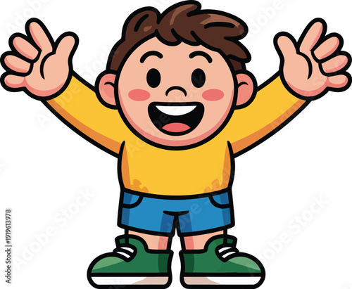 Have a great weekend cheerful boy jumping in happy celebration pose