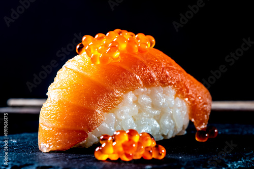 Sushi with red caviar