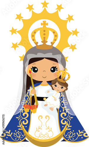 Illustration of the Virgin of Candelaria, Our Lady of Candelaria, Virgin Mary, Peru, Bolivia, Puno, religious images