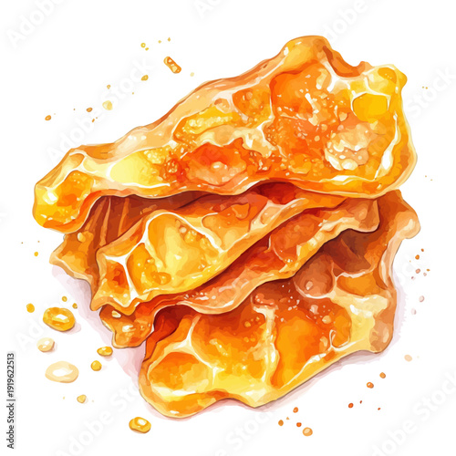 Peanut Brittle, semi-realistic fantasy illustration, gentle magical details, watercolor painting, isolated on white
