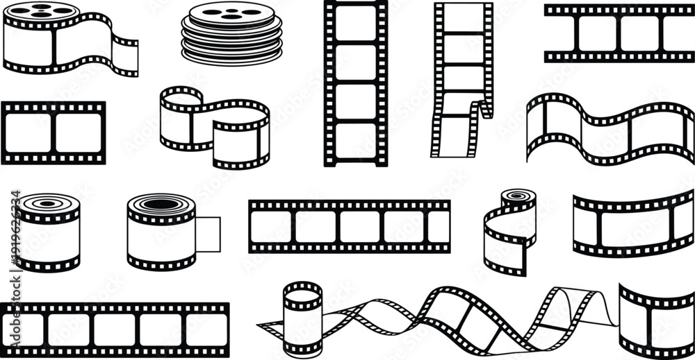 Ταπετσαρία Film strip icons and reel illustrations