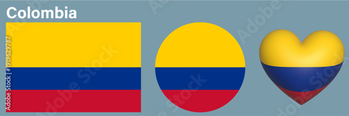 Fotografi set flag of Colombia icon vector illustration