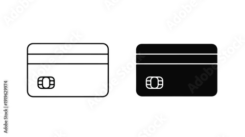 Black and white illustration of two credit card icons with chip and magnetic stripe on a plain white background.