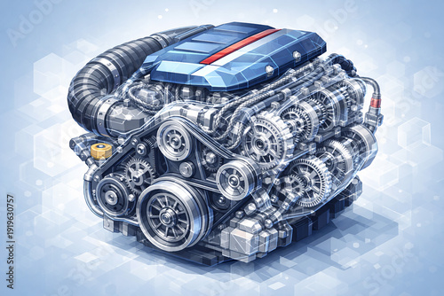 stylised image of a car engine motor