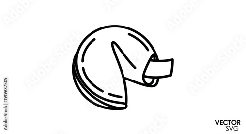 Fortune Cookie Icon - Simple Outline Drawing on White Background