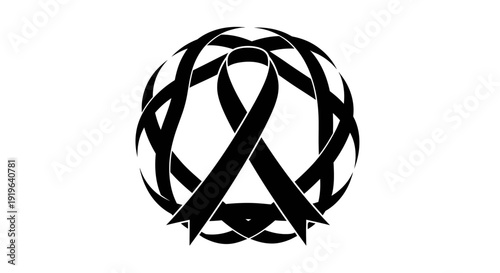 Black awareness ribbon symbolizing support and solidarity.