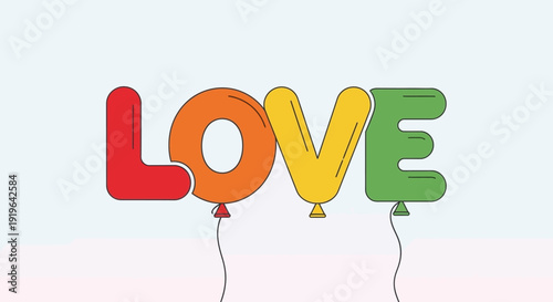 Colorful Love Balloons Floating in a Playful Arrangement.