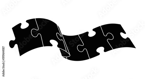 Black puzzle pieces connected together on white background.
