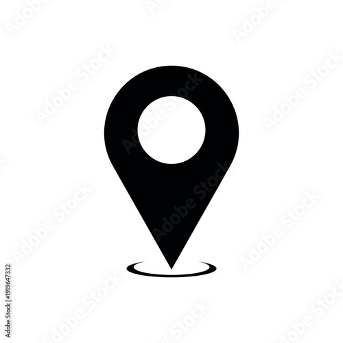 Black Location Pin Icon for Maps and Navigation Vector