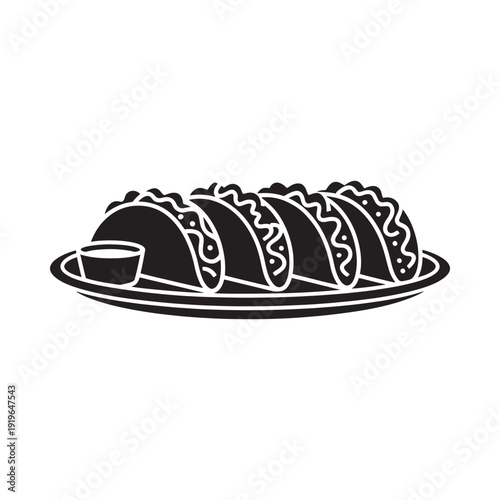 Black and white illustration of sliced baguette with small dipping bowl
