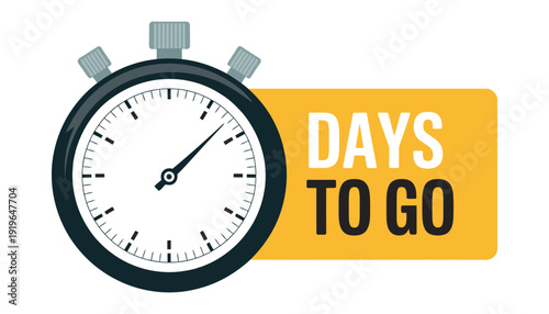 Five days to go countdown timer icon in flat style with number five on isolated background for sale promotion and event deadline reminder.