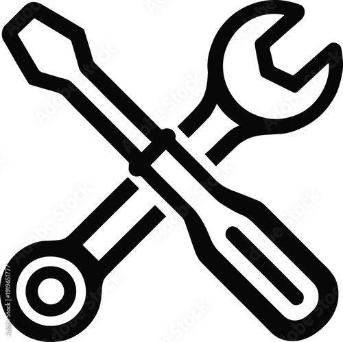 tools crossed wrench screwdriver symbol for settings and service