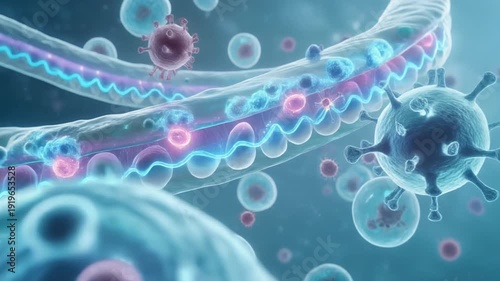 Hyper-realistic visualization of interferon activating antiviral gene expression in microscopic cellular environment