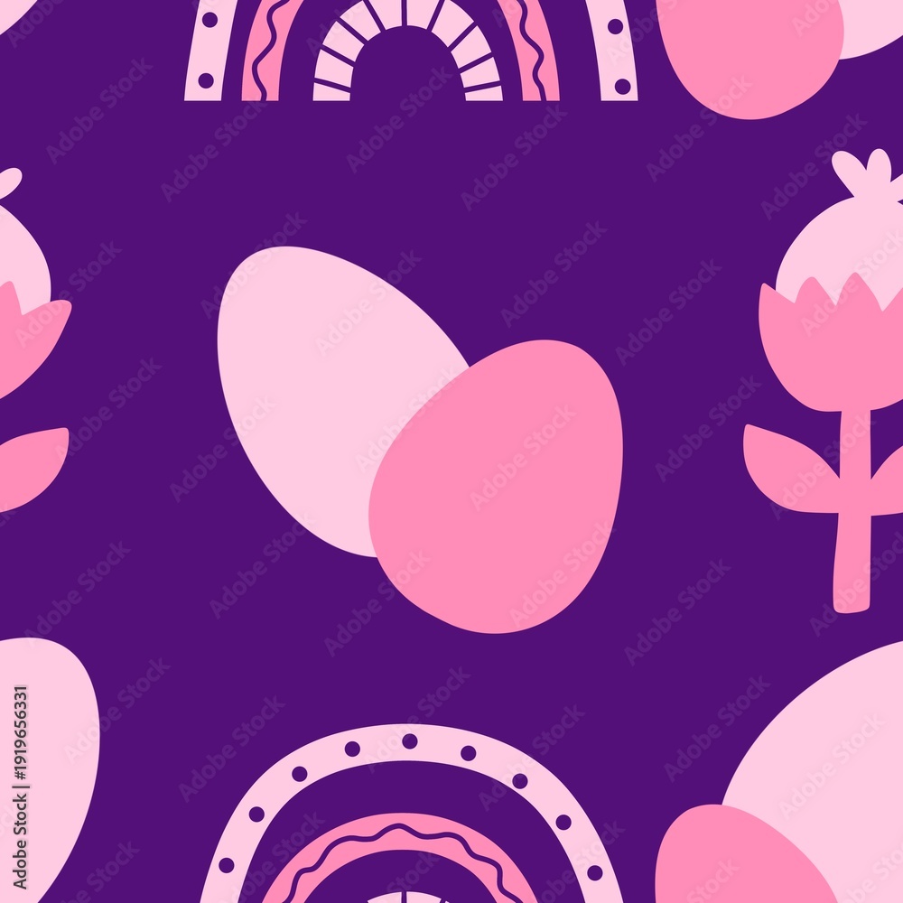 Fototapeta premium Easter seamless pattern with eggs for wallpaper and kitchen fabrics and textiles and kids linens and wrapping paper