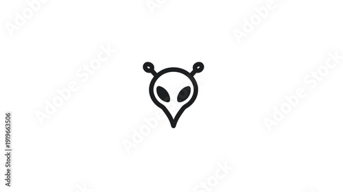 Modern minimalist alien head line icon. Simple vector symbol for sci-fi, space, extraterrestrial life, fantasy, or technology concepts.