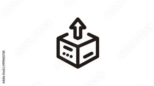 Upload Package Icon. Export Product Box Symbol for Shipping, Delivery, Logistics, Inventory Management, and Digital Content Transfer.