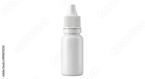 White plastic dropper bottle for medicine, eye drops. Isolated on transparent background, png