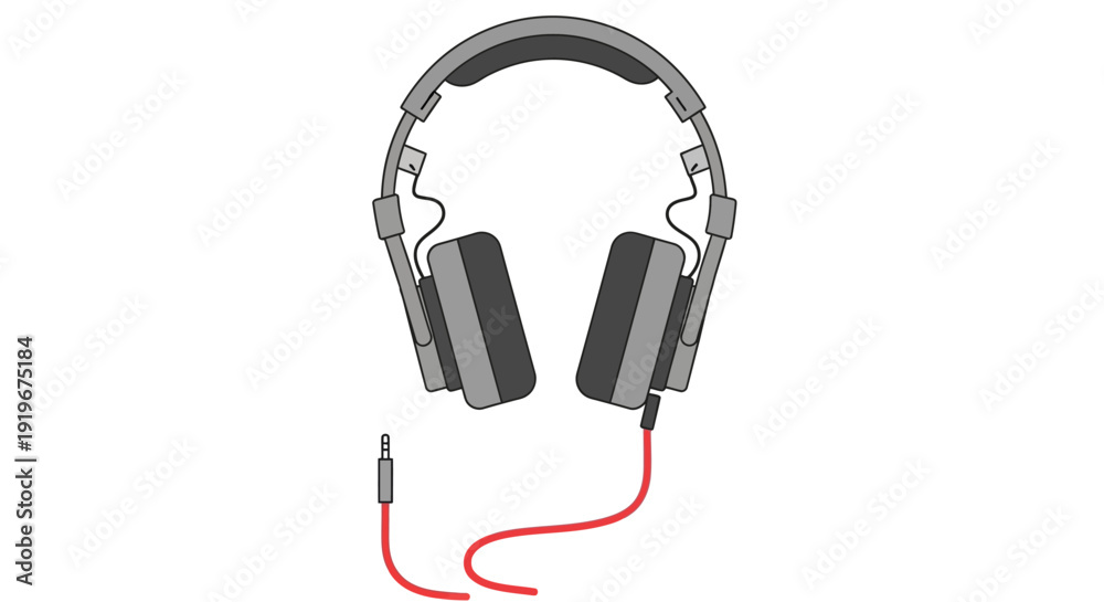 Fototapeta premium Gray Wired Headphones.