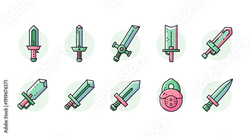Set of swords illustrations on white