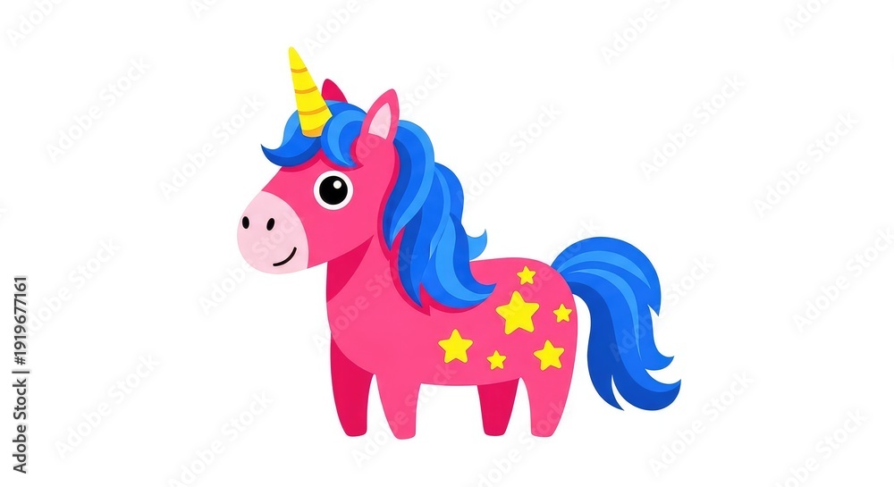 Fototapeta premium A vibrant and colorful unicorn with a rainbow mane and tail