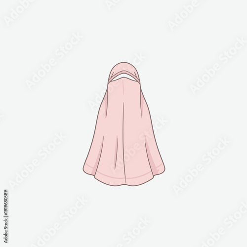 Pink Niqab Traditional Islamic Veil Covering Face and Body.