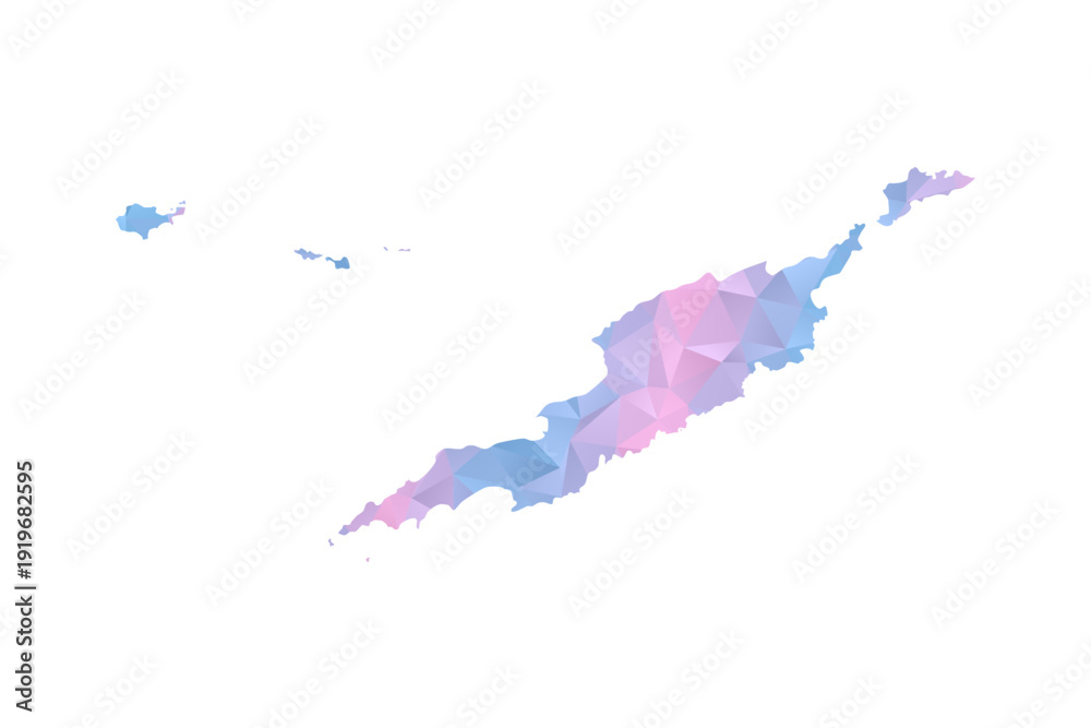 Fototapeta premium Anguilla Map - Polygon Style Vector Illustration in Pastel Blue and Pink Gradient, Low Poly Geometric Design, Isolated on White Background for Infographics and Education.