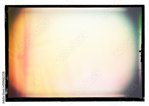 Photo film frame of an old camera with vignettes dust, splatters and red glare on transparent background (png image)