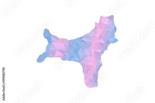 Christmas Island Map - Polygon Style Vector Illustration in Pastel Blue and Pink Gradient, Low Poly Geometric Design, Isolated on White Background for Infographics and Education.