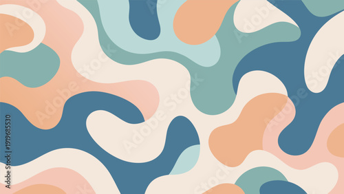 Abstract Flowing Organic Shapes Seamless Pattern Vector Illustration