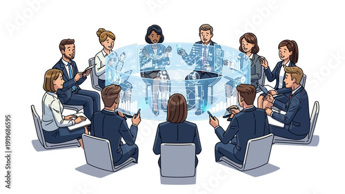 Business people in a meeting with virtual reality.