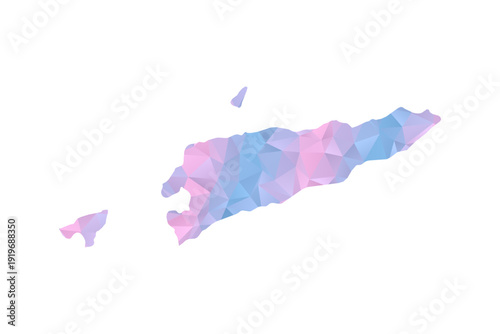 Timor Leste Map - Polygon Style Vector Illustration in Pastel Blue and Pink Gradient, Low Poly Geometric Design, Isolated on White Background for Infographics and Education.