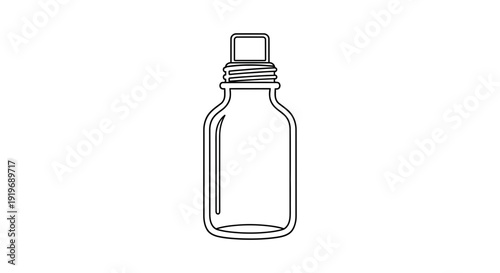 Minimalist Outline of a Glass Dropper Bottle with Cap