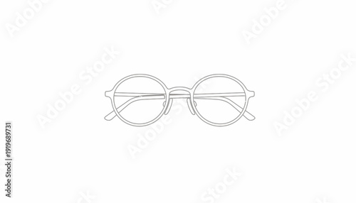 Minimalist Round Eyeglasses on White Background