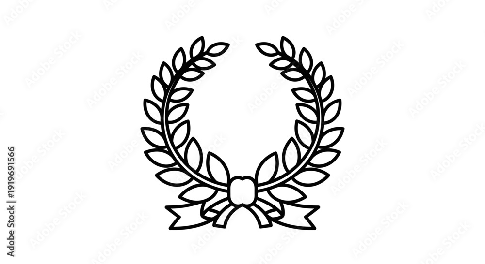 Fototapeta premium Laurel Wreath with Ribbon - Symbol of Victory, Achievement, and Honor