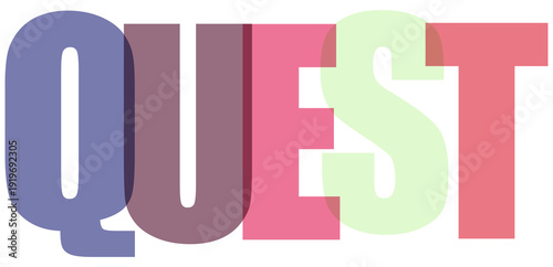 Canvas Print Colorful stylized letters spelling out the word quest in a vibrant design