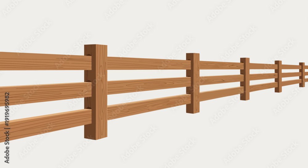 Obraz premium Wooden Fence Rural Landscape.