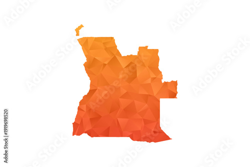 Angola Map - Polygon Style Vector Illustration in Orange Gradient, Low Poly Geometric Design, Isolated on White Background for Infographics and Education.