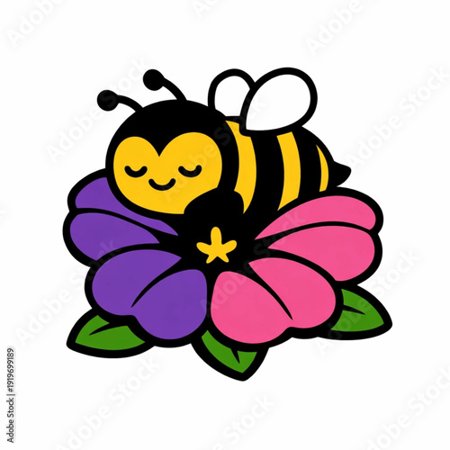 Springtime nature background with bee and floral elements vector